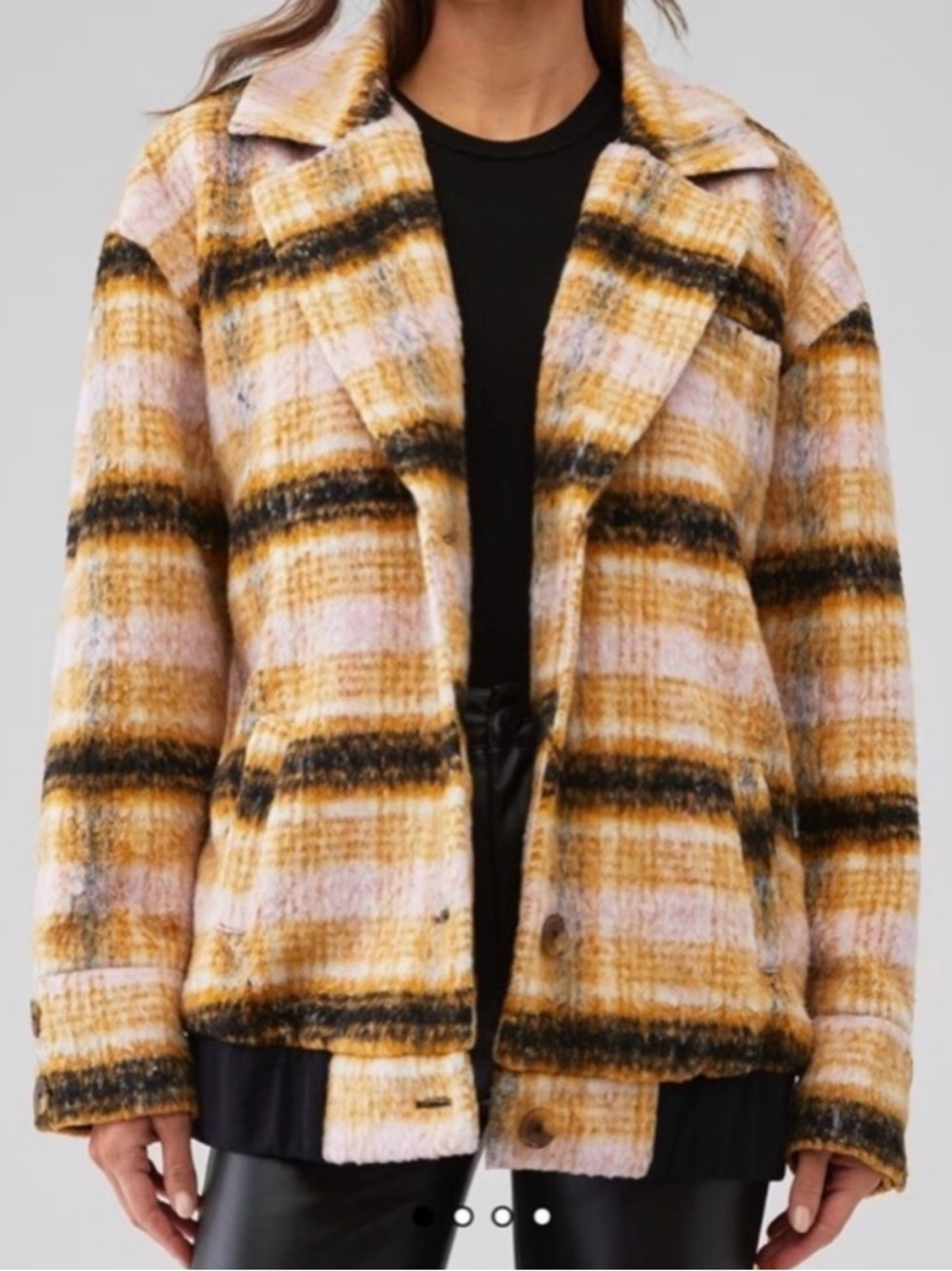 For Love & Lemons Wool Blend Rachel Plaid Vintage Bomber Jacket, NWT, Size 2X